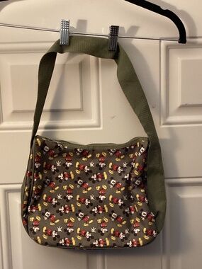 Disney Mickey Mouse Olive Green Nylon Purse‎ Handbag 👜